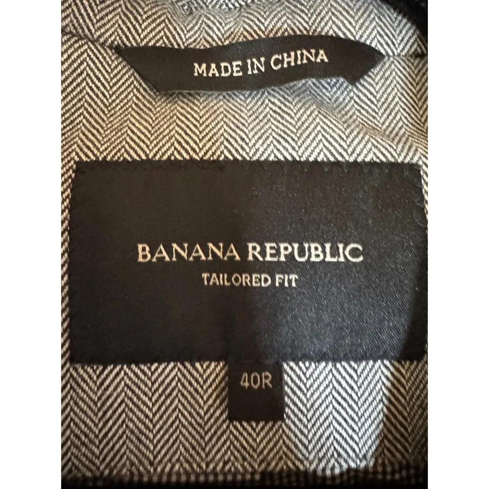 Banana Republic Tailored Fit Blazer 40R – Gray Herringbone Cotton Sport Coat‎